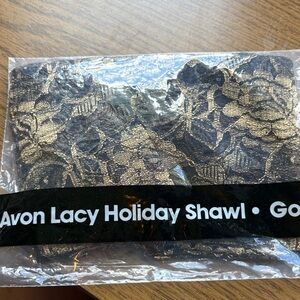 Avon Gold and Black Lacy Shawl